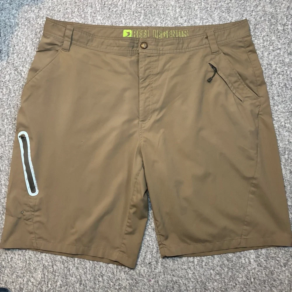 Reel Legends Men’s Adventure Athletic Shorts Tan Gray Blue 44 Bundle